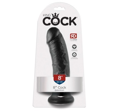 King Cock - Realistyczne Dildo Z Żyłkami I Przyssawką 20 CM Czarny Kolor Skóry